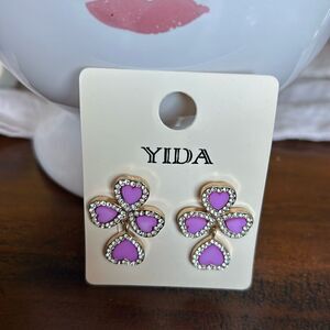 Yida Hearts purple color with silver crystal NWT with dust bag
